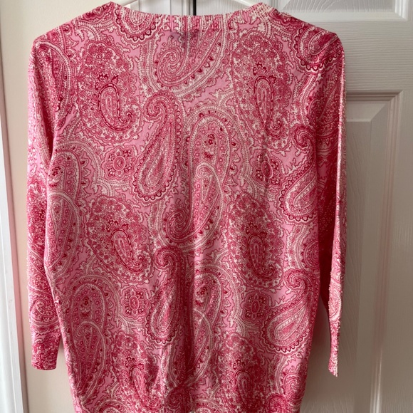 Pink Paisley Beaded Cardigan Sweater, Size MP - Picture 4 of 5